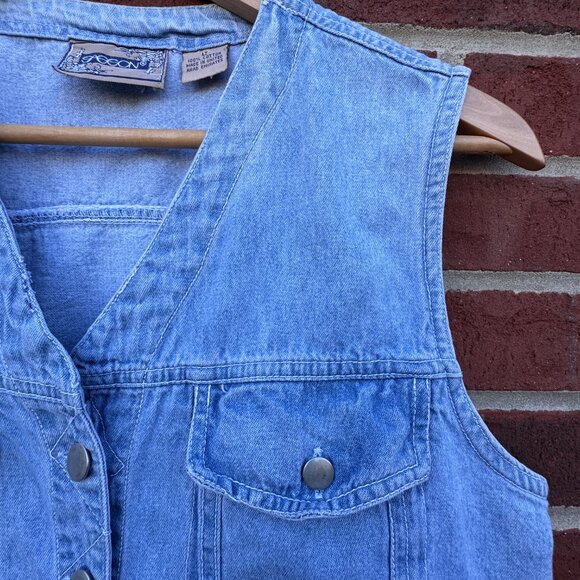 Vintage Sasson Denim Vest Womens Large Blue Western Cowboy Core Grunge - Picture 2 of 8